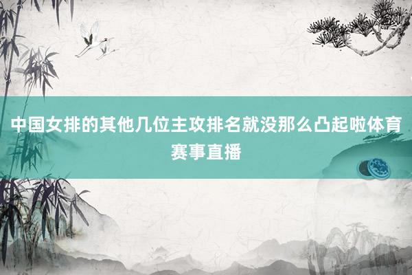 中国女排的其他几位主攻排名就没那么凸起啦体育赛事直播